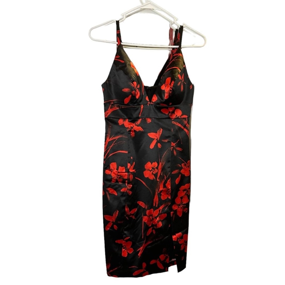 GUESS Black and Red Floral Sumie Dress, Size 6, NWOT
